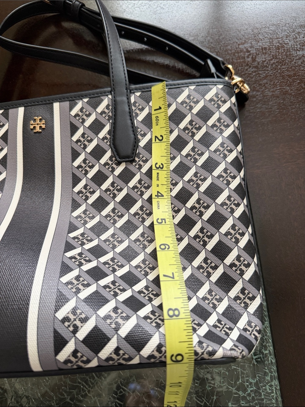 Tory Burch Black and White Geometric Logo Tote with Matching Wallet - Picture 15 of 15